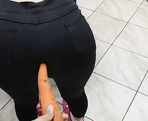 Youthful Unsatisfied Super-steamy Wifey Is Anxious for a Ginormous Stud meat and I told her to fuck her with the carrot in her caboose